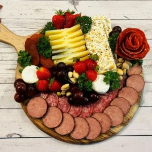 Meat Lovers (top) - Round Acacia Board