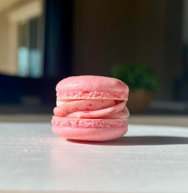 Strawberry Macaron on table